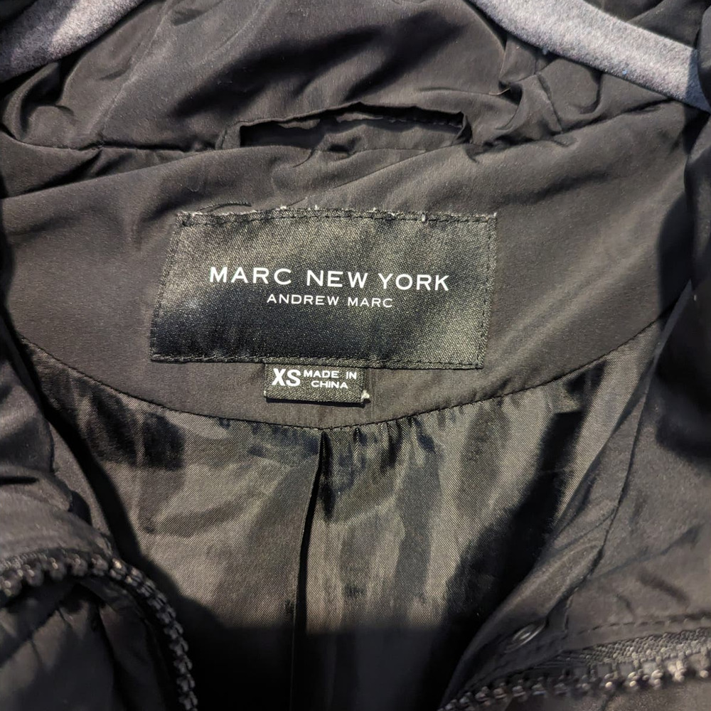 Marc New York Black Puffer Quilted Coat Zipper Hooded Jacket Parka - Picture 5 of 6